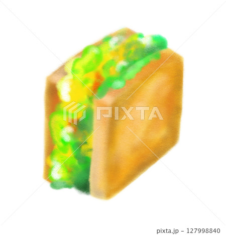 Sandwich with two slices of toast crayon illustration 127998840