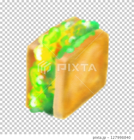 Sandwich with two slices of toast crayon illustration 127998840