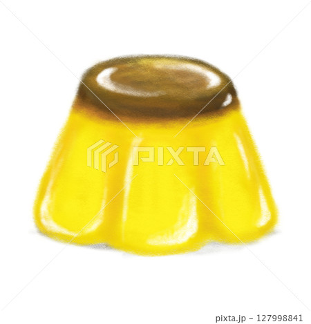 Cartoon caramel pudding isolated crayon illustration  127998841