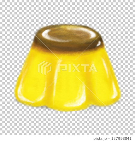 Cartoon caramel pudding isolated crayon illustration  127998841