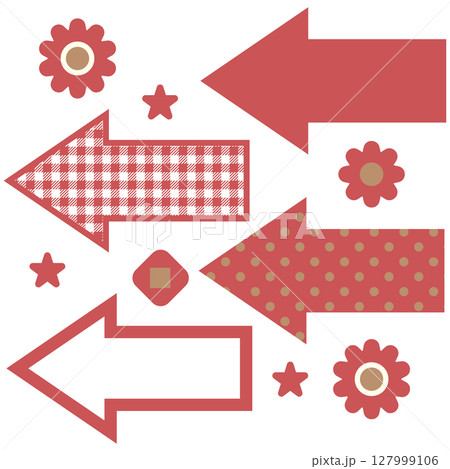 シンプルな矢印のベクターイラストセット・レッド 127999106