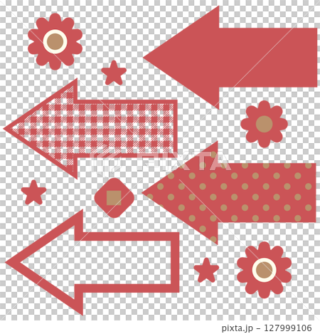 シンプルな矢印のベクターイラストセット・レッド 127999106