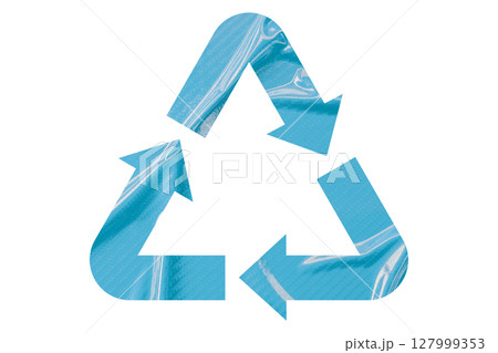 Light blue recycle symbol paper isolated on transparent background 127999353
