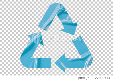 Light blue recycle symbol paper isolated on transparent background Light blue recycle symbol paper isolated on transparent background 127999353