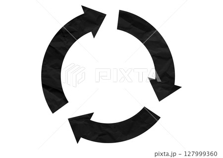 Black recycle symbol paper isolated on transparent background 127999360