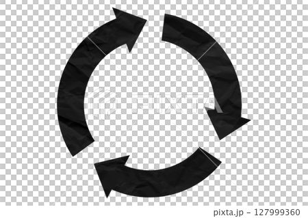 Black recycle symbol paper isolated on transparent background 127999360