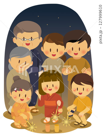 家族みんなで夏の花火、Summer Fireworks with the Whole Family 127999610