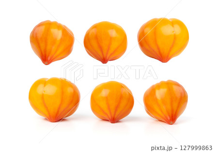 Yellow-red striped tomatoes isolated Yellow-red striped tomatoes isolated 127999863