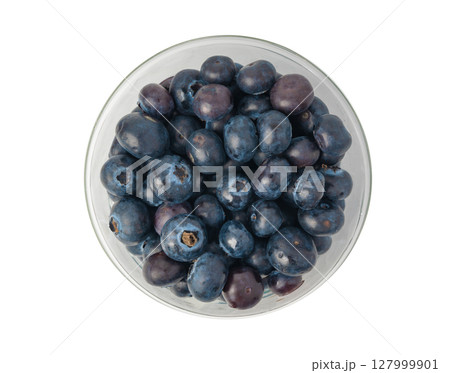 Blueberry isolated. Fresh blue berry fruits, bilberry group on white background, ripe bluberry 127999901