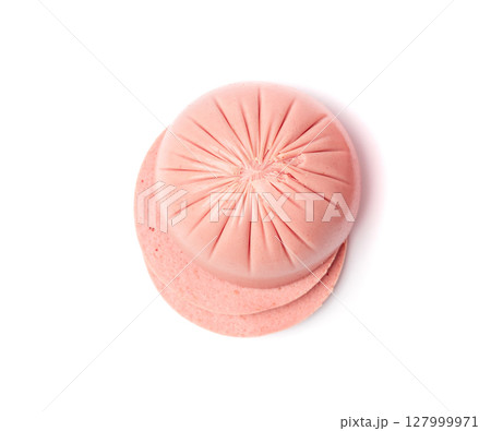 Mortadella Slice Isolated, Luncheon Meat Cut, Chicken Ham, Boiled Sausage for Breakfast Mortadella Slice Isolated, Luncheon Meat Cut, Chicken Ham, Boiled Sausage for Breakfast 127999971