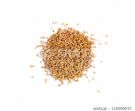 Coriander Seeds Isolated, Cilantro Grains, Chinese Parsley Seed Group, Dry Spices, Seasonings 128000035