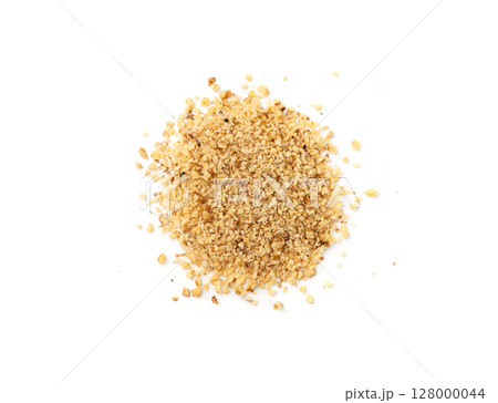 Grated wallnut , broken roasted walnuts, heap of nuts crumbs, whole kernel pieces, fractions Grated wallnut , broken roasted walnuts, heap of nuts crumbs, whole kernel pieces, fractions 128000044
