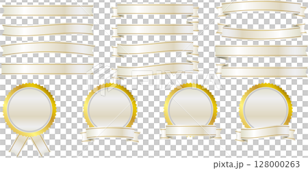 Ribbon & Medal Icon Illustration Silver 128000263