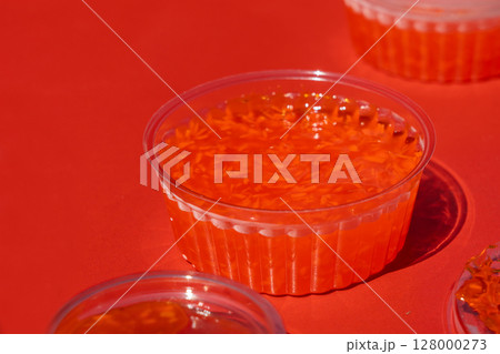 Nuoc Cham Orange Sauce, Red Asian Jelly Dip Smear, Hot Pepper Vietnamese Sauce 128000273