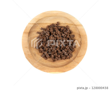 Mini bone-shaped pet food, small dogs crunchy treats, flavored brown dry kibble, canine food 128000438