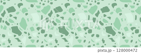 Seamless green terrazzo pattern with marble texture. Modern abstract vector design 128000472