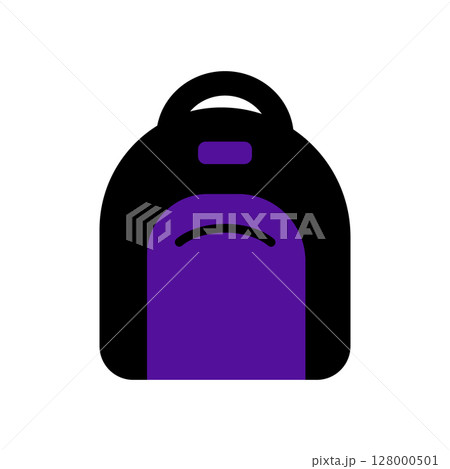 One backpack icon. School bag symbol, simple rucksack outline, schoolbag pictogram One backpack icon. School bag symbol, simple rucksack outline, schoolbag pictogram 128000501