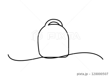 One line backpack icon. School bag continuous thin line symbol, minimalist rucksack drawing 128000507