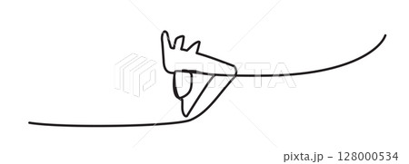 One line eye. continuous line vision, abstract view, single linear icon of look, human eyeball 128000534