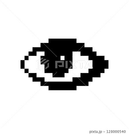Pixel art eye icon, 8 bit retro style human eyeball, simple computing see symbol 128000540