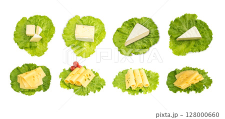 Brie or Camembert Cheese With White Mold Isolated 128000660