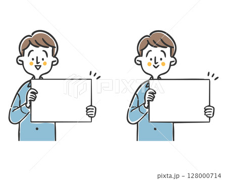 ホワイトボードを持つ男性　上半身　ベクター 128000714