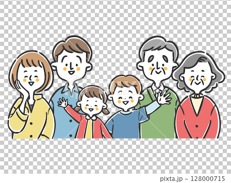 Happy three generation family upper body vector Happy three generation family upper body vector 128000715