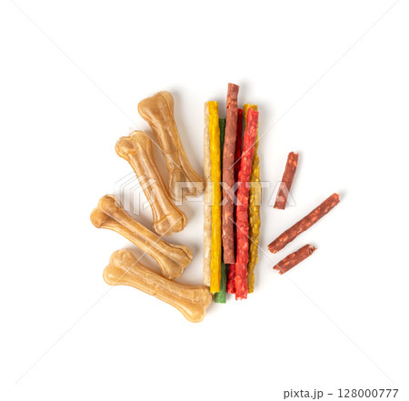 Rawhide chew sticks for dogs, colorful collagen dog food, pressed dry kibble, dental care treats Rawhide chew sticks for dogs, colorful collagen dog food, pressed dry kibble, dental care treats 128000777