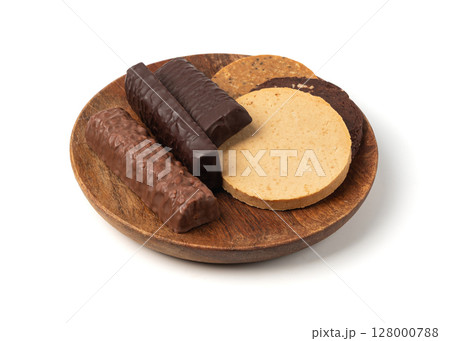 Protein bar and cookie set, different energy paleo snacks, various healthy cereal flapjacks 128000788