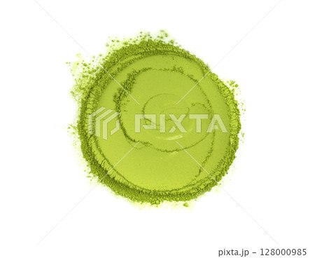 Matcha powder texture background, green tea dust pattern, flour banner, powdered chlorella 128000985