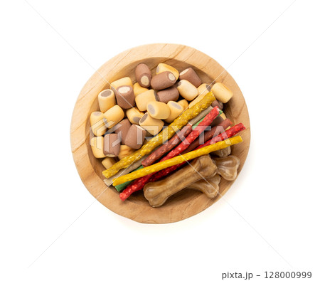 Assorted dog kibble, many canine food, different color dry pet food mix, various dog snack pile Assorted dog kibble, many canine food, different color dry pet food mix, various dog snack pile 128000999