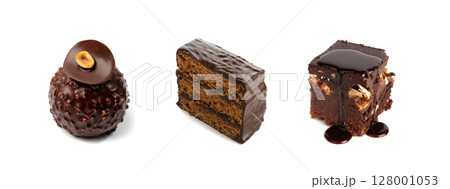 Round Chocolate Mousse Cake Isolated 128001053