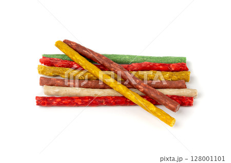Rawhide chew sticks for dogs, colorful collagen dog food, pressed dry kibble, dental care treats Rawhide chew sticks for dogs, colorful collagen dog food, pressed dry kibble, dental care treats 128001101