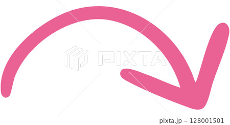 一本線の手書き矢印のイラスト3（ピンク） 128001501