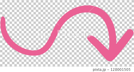 一本線の手書き矢印のイラスト6（ピンク） 128001505