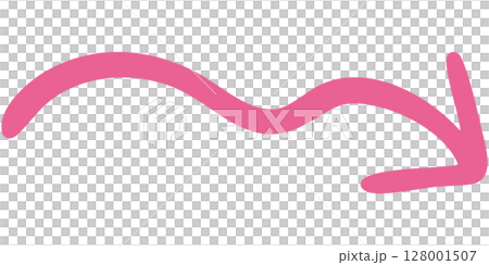 一本線の手書き矢印のイラスト7（ピンク） 128001507