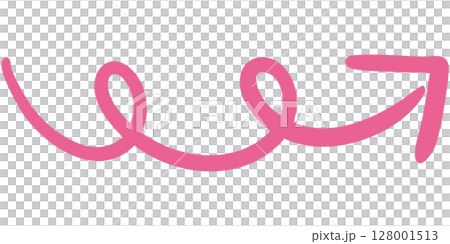 一本線の手書き矢印のイラスト11（ピンク） 128001513