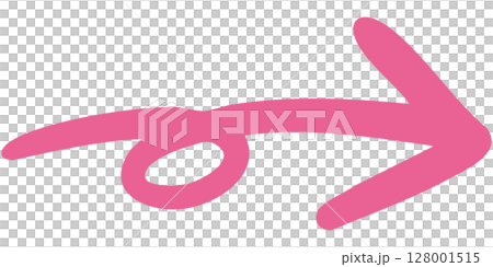 Illustration of a single-line hand-drawn arrow 12 (pink) 128001515