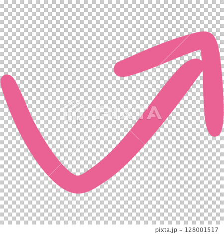 一本線の手書き矢印のイラスト14(ピンク) 一本線の手書き矢印のイラスト14(ピンク) 128001517