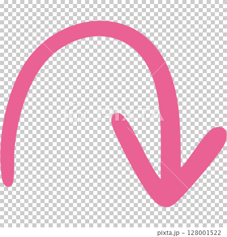 一本線の手書き矢印のイラスト17（ピンク） 128001522