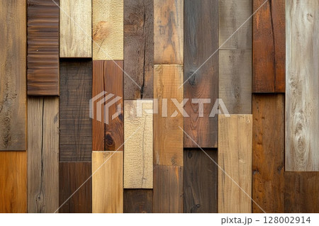 Rustic Wooden Wall Paneling: A Textured and Warm Interior Design Element 128002914