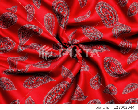 Red Paisley Pattern Fabric Texture 128002944
