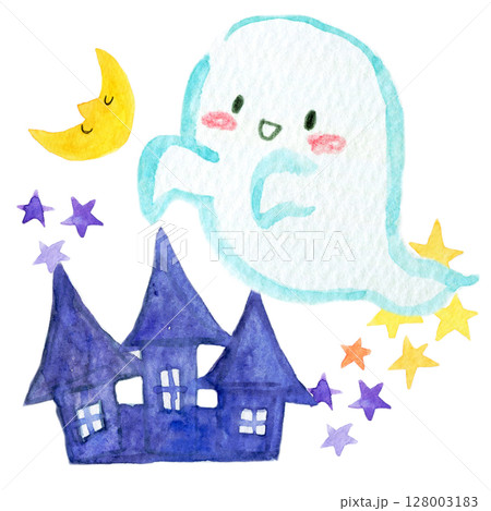 水彩イラスト　手描きイラスト  ハロウィンイメージ 128003183