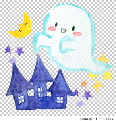 水彩イラスト　手描きイラスト  ハロウィンイメージ 128003183