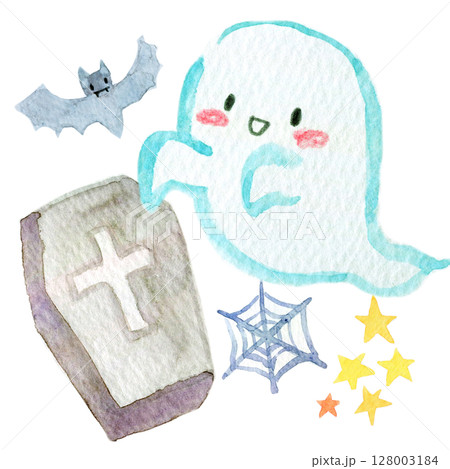水彩イラスト 手描きイラスト ハロウィンイメージ 水彩イラスト 手描きイラスト ハロウィンイメージ 128003184