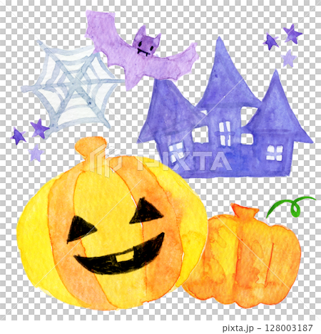 Watercolor illustration, hand-drawn illustration, Halloween image 128003187