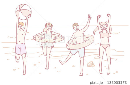 Enjoying a Fun Time at the Beach Exciting Summer Activities with Friends and Family 128003378