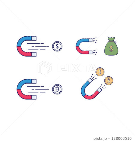 Magnet attracting  dollar icon 128003510