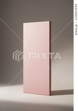 empty pink blank in white room. mockup template panel for presentation 128003694