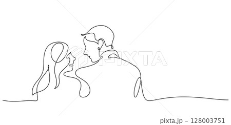 happiness man and woman dating one line continuous rare view 128003751